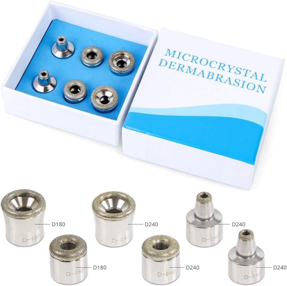 Diamond Dermabrasion Head, 6 PCS Dermabrasion Replacement Tips, Professional Microdermabrasion Accessories for Microdermabrasion Machine