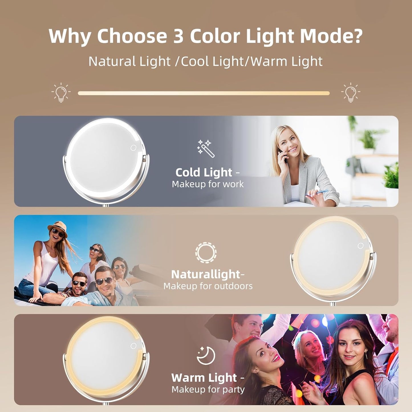 Espejo De Aumento Con Luz LED