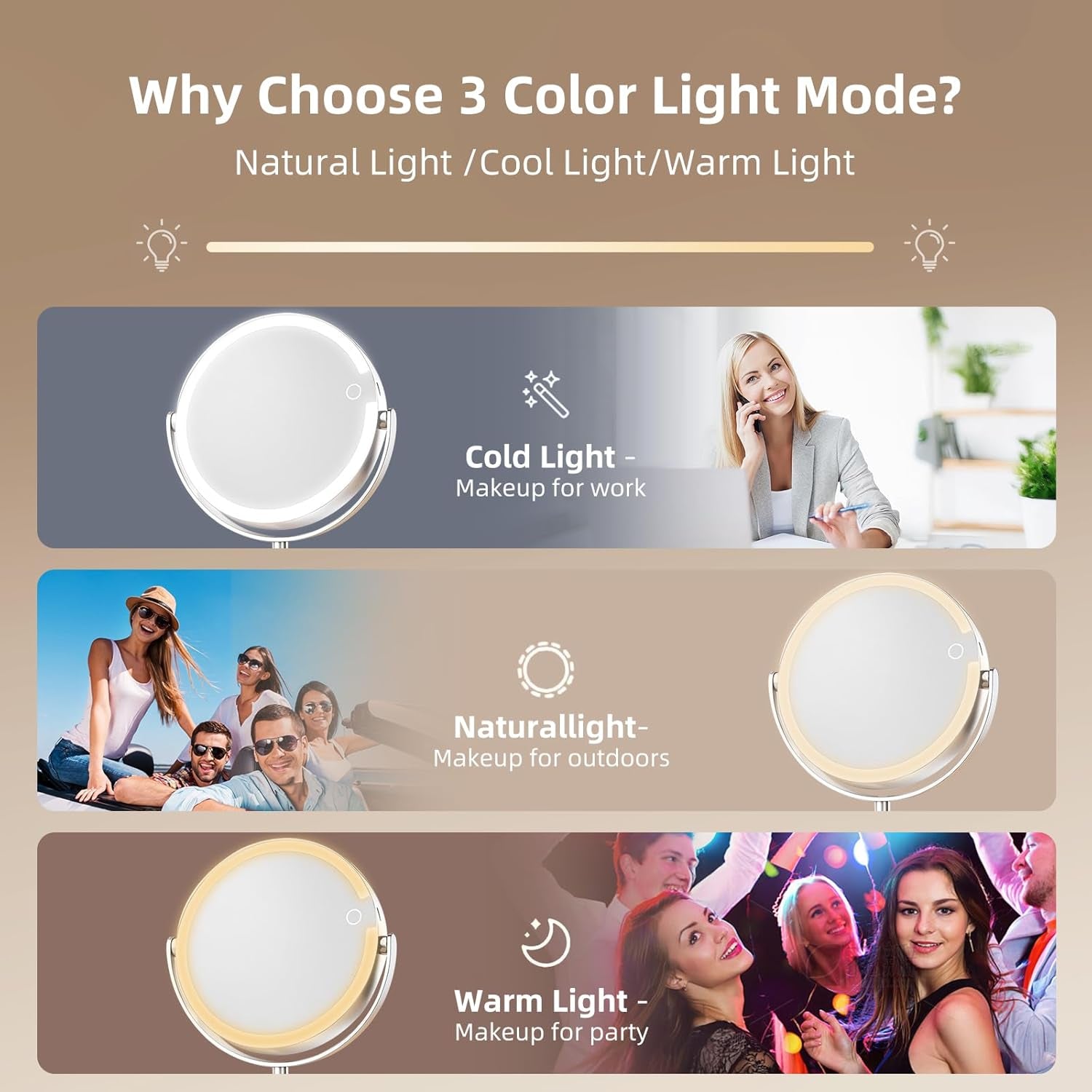 Espejo De Aumento Con Luz LED